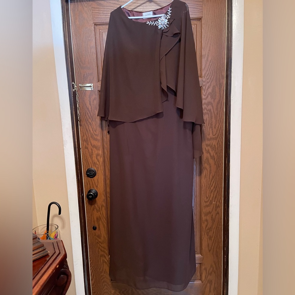 Great holiday, New Year or wedding dress. Soft organza straight dress with cape.